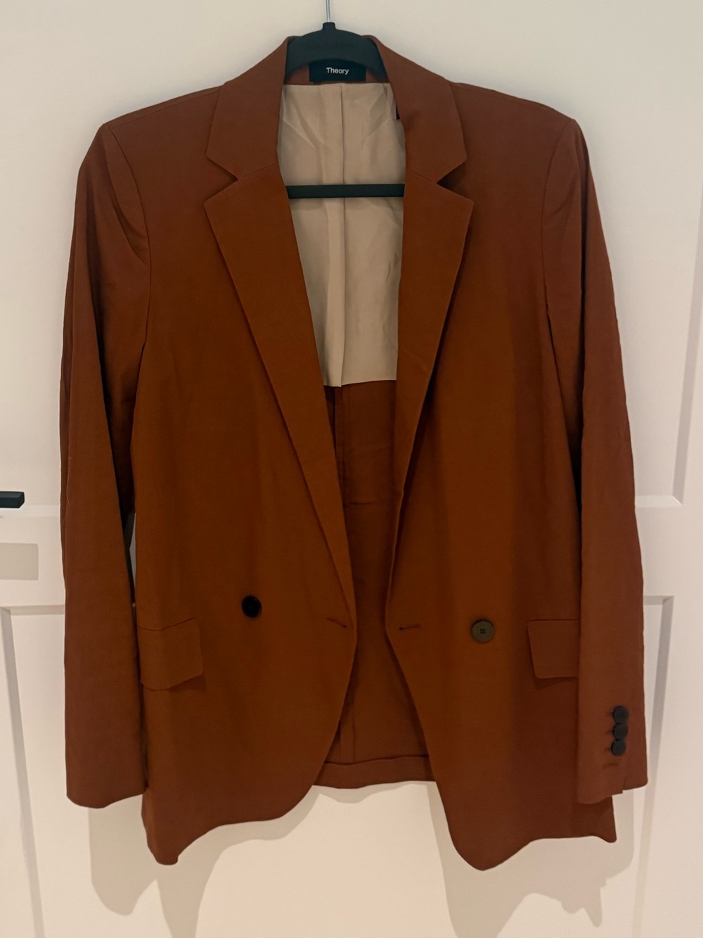 Theory Women’s Rust Brown Double-Breasted Blazer